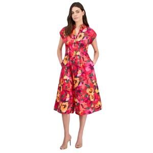Julia Jordan Women's Floral-Print Button-Front Midi Dress in Red Multi